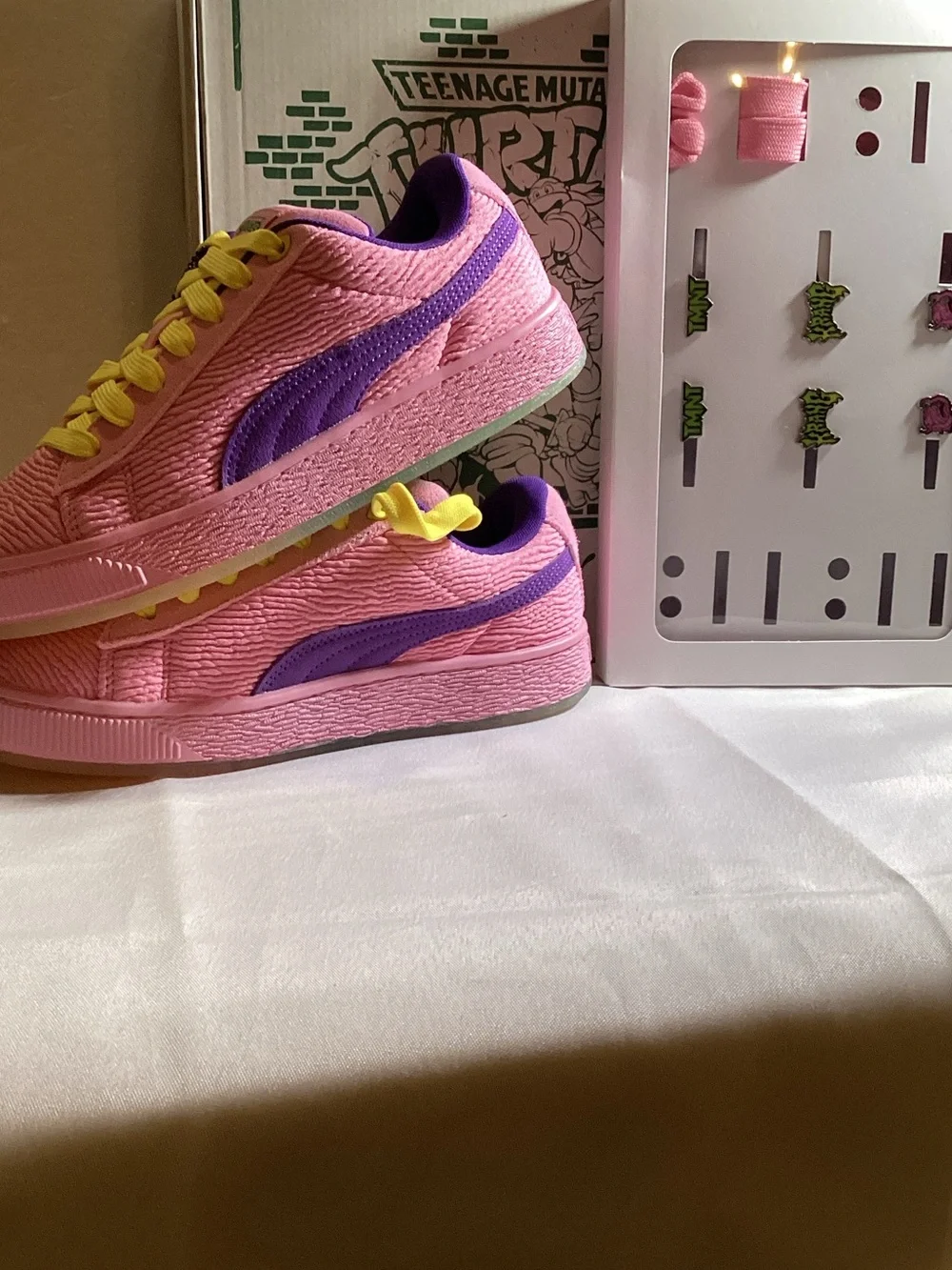 Puma Pink Sneakers with Yellow Laces